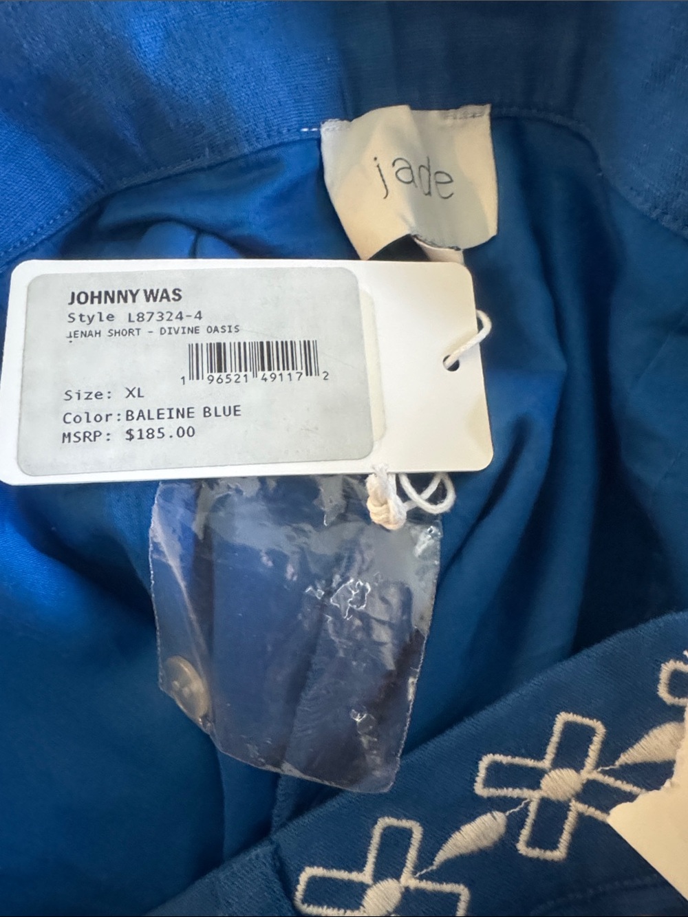 NWT XL Johnny Was Royal Blue Embroidered High-Waist Shorts - Picture 7 of 7